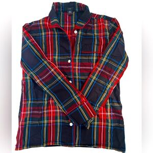 REIMAGINED BY J.CREW Plaid Long Sleeve Shirt Black Red Blue Yellow Mens Size XS
